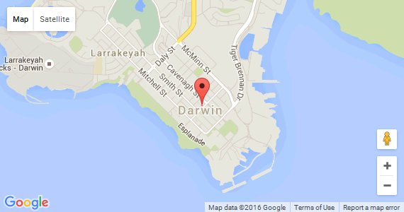 googlemap link for City of Darwin